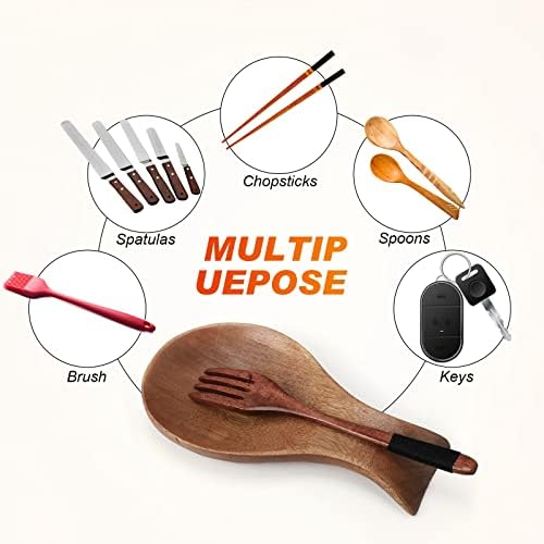 Patelai Acacia Wood Spoon Rest for Kitchen Stove Top Utensils,Brown