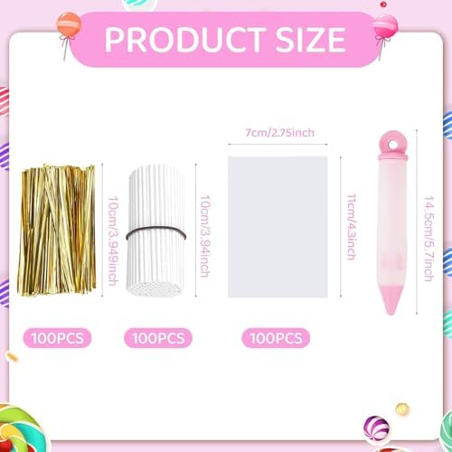 Cake Pop Kit, 100 Sticks and Wrappers, Pink