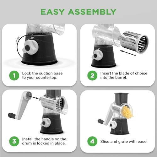 Nutrichef 3 in 1 Cheese Grater & Shredder | Strong Suction Base