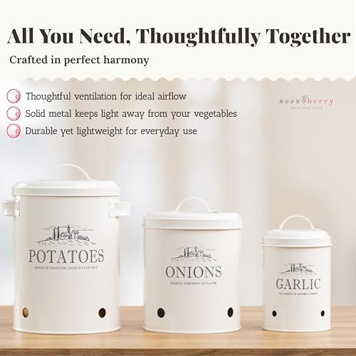 noonberry 3-Piece Potato and Onion Storage Bin Set for Kitchen