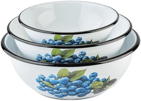 STP GOODS Enamel Bowl Set of 3 pcs Enamel Serving Bowls, Enameled