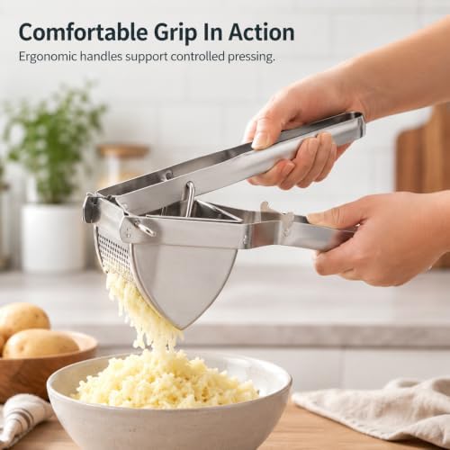 22 oz Potato Ricer & Masher, Heavy Duty Stainless Steel Potato Press