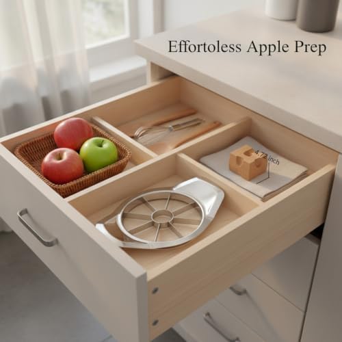 Quick One-Press Apple Slicer and Corer, Stainless Steel Wedge Cutter
