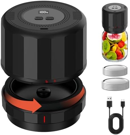 YiaPie Electric Mason Jar Vacuum Sealer Kit, Black