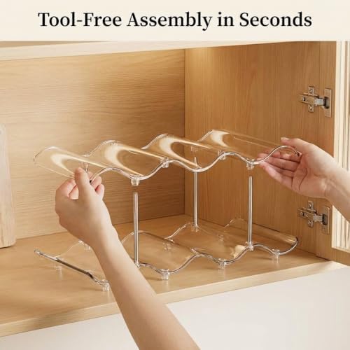 Stackable Water Bottle Storage Organizer, Clear Freestanding Wine