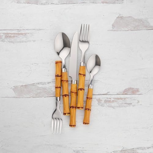 Cambridge Bamboo Plastic Handle 20-Piece Silverware Set for 4