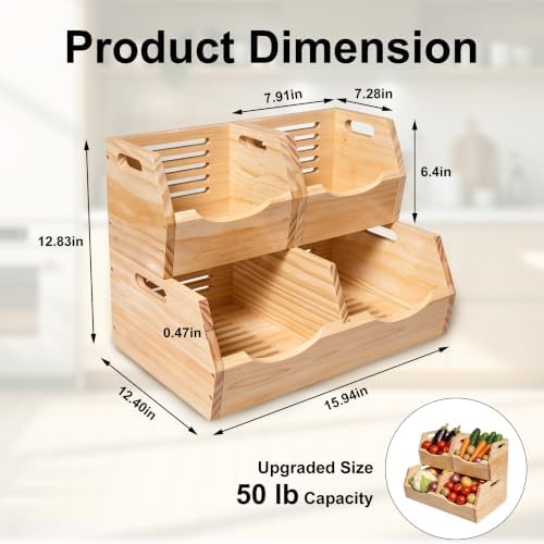 Potato and Onion Storage Bin, 2 Tier Stackable,Large Vegetable Keeper