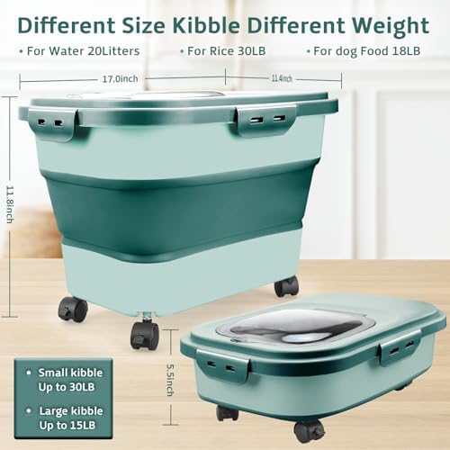 Komzon Rice Storage Containers, Collapsible 20 to 30Lbs Food Storage
