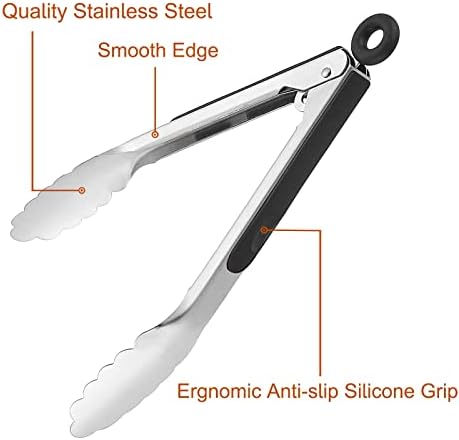 9-Piece Stainless Steel Kitchen Tongs Set