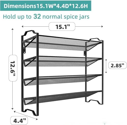 Simple Trending 4-Tier Spice Rack Organizer, Spice Rack with 32 Empty