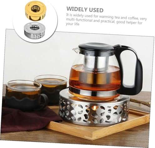 Stainless Steel Teapot Warmer Base Xmas 2 Pcs with Tealight Holder