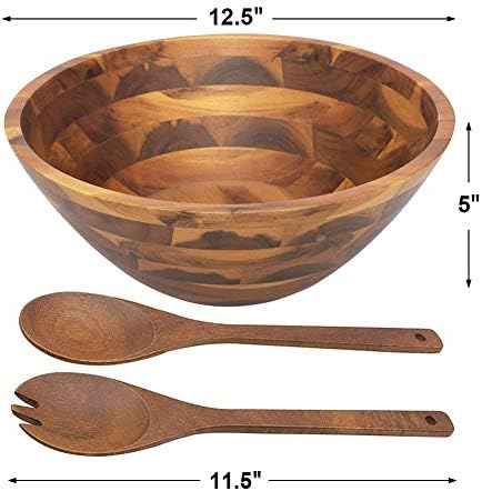 AIDEA Salad Bowls, Wooden Salad Bowls Set, Large Acacia Wood Serving