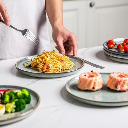 AmorArc Ceramic Plates Set of 6, 8.5 Inch Stoneware Small Plates Set