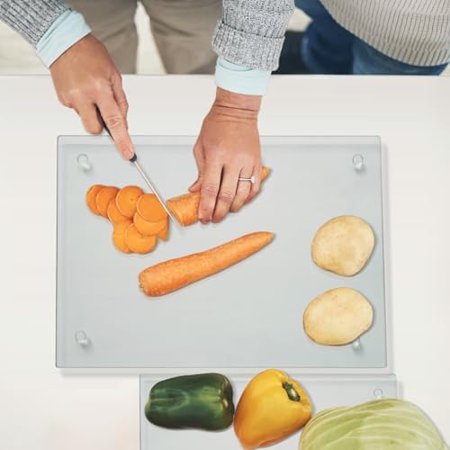 Mymonfif Tempered Glass Cutting Board for Kitchen, Clear Glass Board