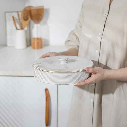 2 Pcs Tortilla Warmer, 9 inch Ceramic Tortilla Holder with Lids