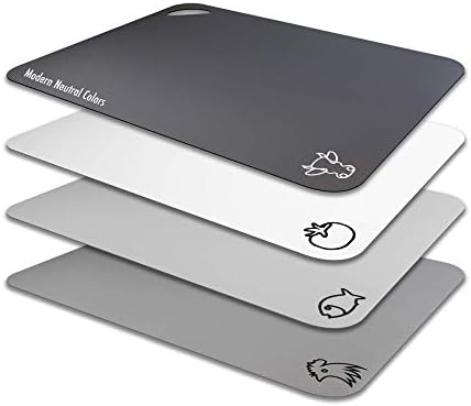 Fotouzy Plastic Cutting Boards with Food Icons, Set of 4, Flexible Cutting Mats with Hole, BPA-Free, Non-Slip and Dishwasher Safe, Modern Neutral Colors