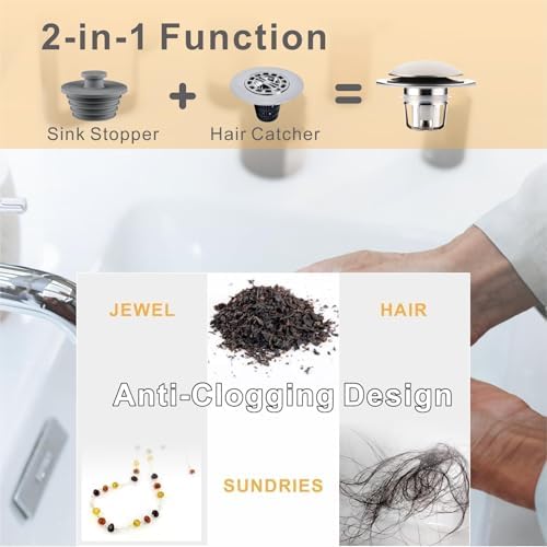 WELLUP Bathroom Sink Stopper,Sink Drain Stopper Pop Up Strainer