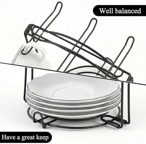 YOLIFE Tea Cup Holder for Countertop, Metal Cup and Saucer Display