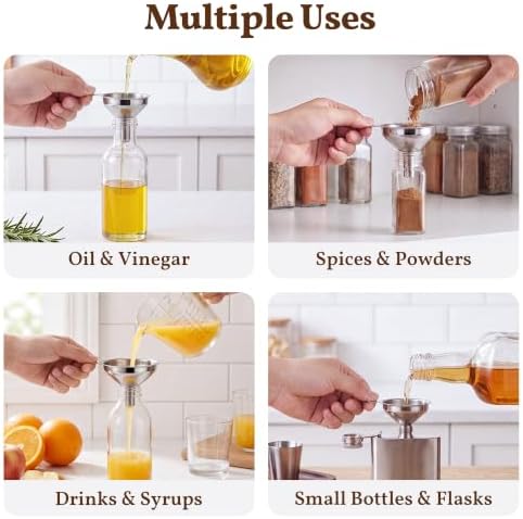 Mini Stainless Steel Funnel, Set of 3 for Filling Bottles and Kitchen