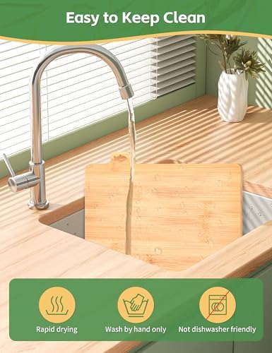 Bamboo Cutting Board Set with Meatal Stand, Lexda 4PCS Eco-Friendly