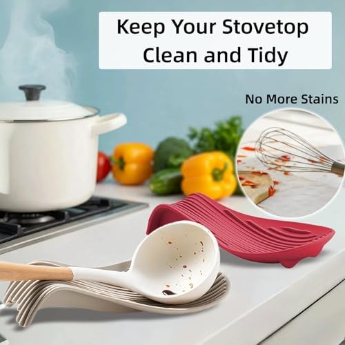 "Deck Chair" Spoon Rest, Silicone Utensil Holder for Stove, Red