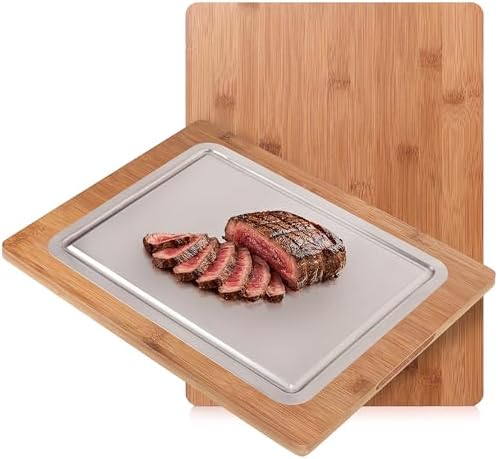 Pure Titanium & Carbonized Bamboo Cutting Board, Double Sided
