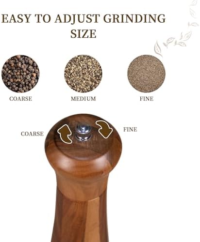 XWXO 10-Inch Acacia Wood Salt and Pepper Grinder