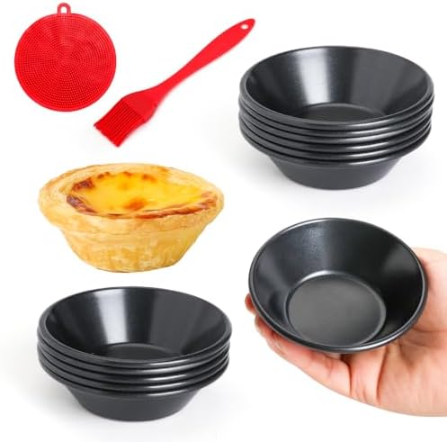 12 pcs Egg Tart Molds, Quyimy 3" Mini Tart Pans, Non-Stick Carbon