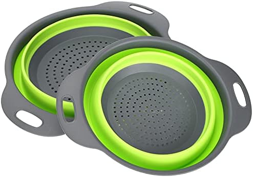 2Pcs Round Collapsible Colanders for Kitchen, 2 Sizes