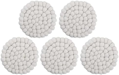 Round Felt Ball Coasters - 100% Merino Wool Table Coasters - Felt