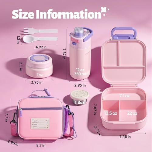 Itslife Bento Box for Kids Set, Insulated Food Container,Kids Lunch