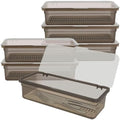 6 Pcs Flatware Tray with Lid Large Plastic Drainer Silverware Utensil