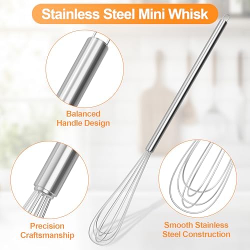 2‐Pcs 11‐Inch Mini Whisk, Small Whisk with Long‐Handle