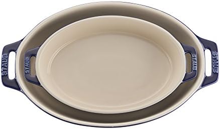 STAUB Ceramic Oval Baking Dish Set, 2-Piece, Dark Blue