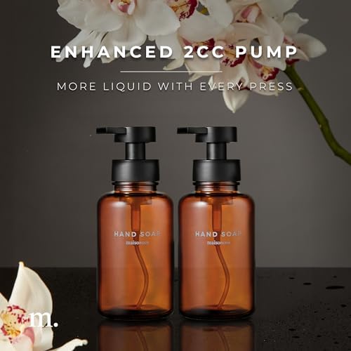 MaisoNovo Glass Foaming Hand Soap Dispenser | 14 Oz Amber, Set of 2