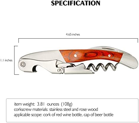 Exquiste Waiter Corkscrew for Bartenders, Professional Wine Opener