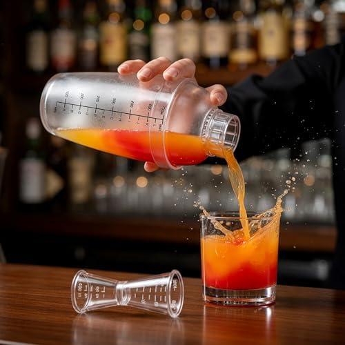 Homestia 3 Pcs Plastic Cocktail Shaker Set, Hand Drink Mixer