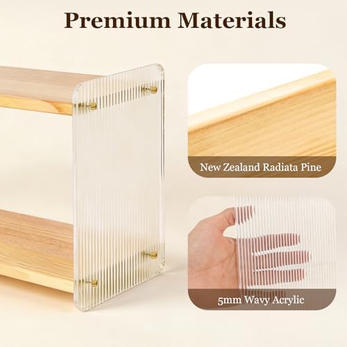 2-Tier Coffee Station Organizer & Matcha Shelf, Wood and Acrylic Mug