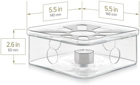 Teabloom Radiance Square Tea Warmer with Tealight Candle – Elegant