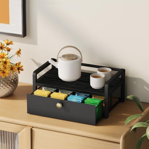 YINMIT Tea Bag Organizer Box, Tea Bag Holder with 8-Compartment Drawer