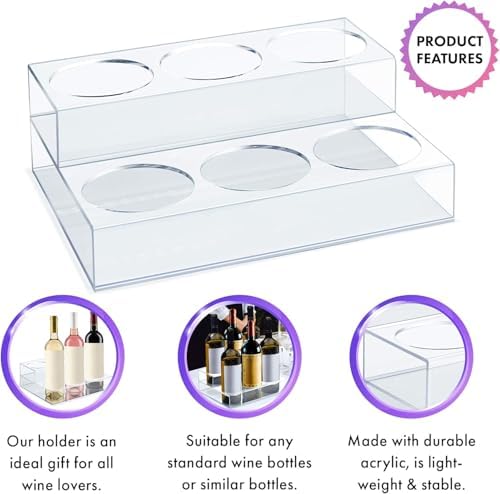 Acrylic Coffee Syrup Organizer Rack | 6 Bottle, 2 Tier Rack | Bar
