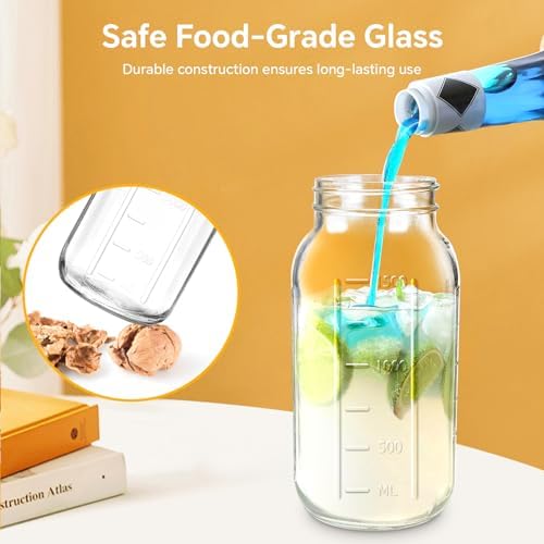 64oz Glass Mason Jar Pitcher with Lid, 2qt Breast Milk Pitcher with