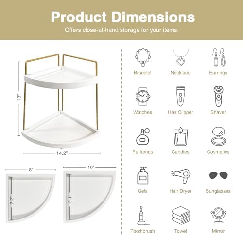 Forbena 2-Tier Corner Bathroom Counter Organizer