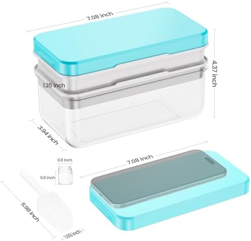 PHINOX Ice Cube Tray with Lid and Bin, Easy Release 56 Cubes for