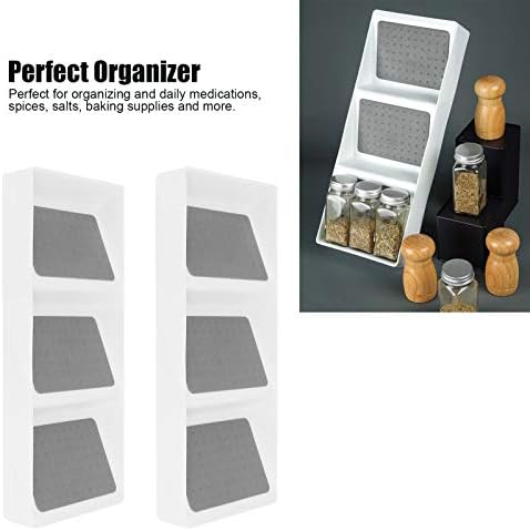 2PCS Spice Drawer Organizer 3 Tier Non-Slip Silicone Seasoning Jars