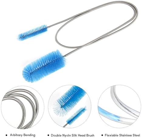 12 Pack Glass Tube Pipe Cleaner Brush Set, 17Inch Long Handle Nylon