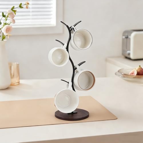 2Pcs Mug Holder Stand, Iron Countertop Mug Tree 5 HooksTree Rack for
