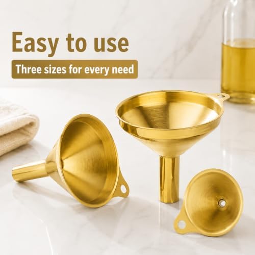 Snailhouse Small Funnels, 3 Pack Stainless Steel Mini Metal Food