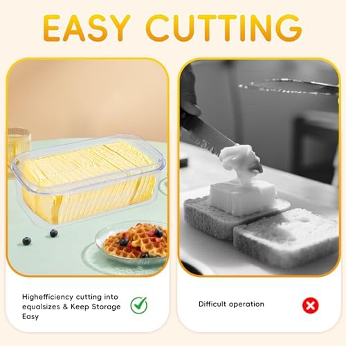 Butter Slicer Cutter and Keeper, Clear Butter Container with Lid