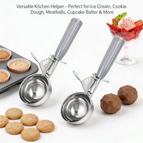 2 Pcs Ice Cream Scoop with Trigger, Cookie Dough Scoop for Baking